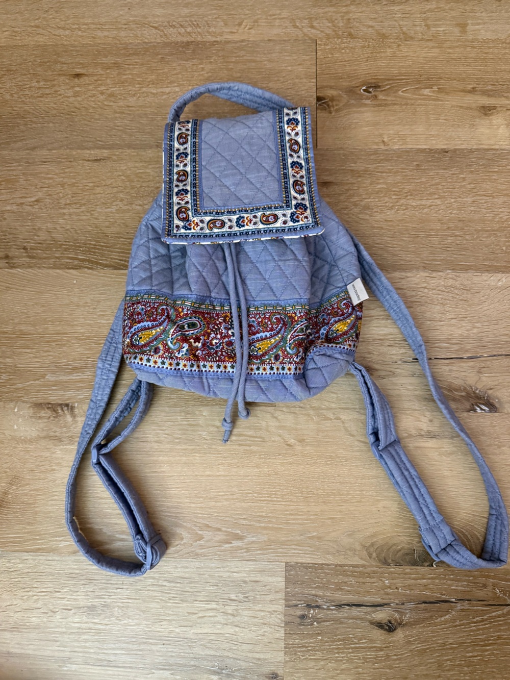 Vera Bradley Denim-Color Blue Quilted Drawstring Backpack